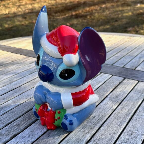DISNEY Lilo & Stitch Christmas Wreath Cookie Jar or Candy Container Holiday NEW - Picture 10 of 12